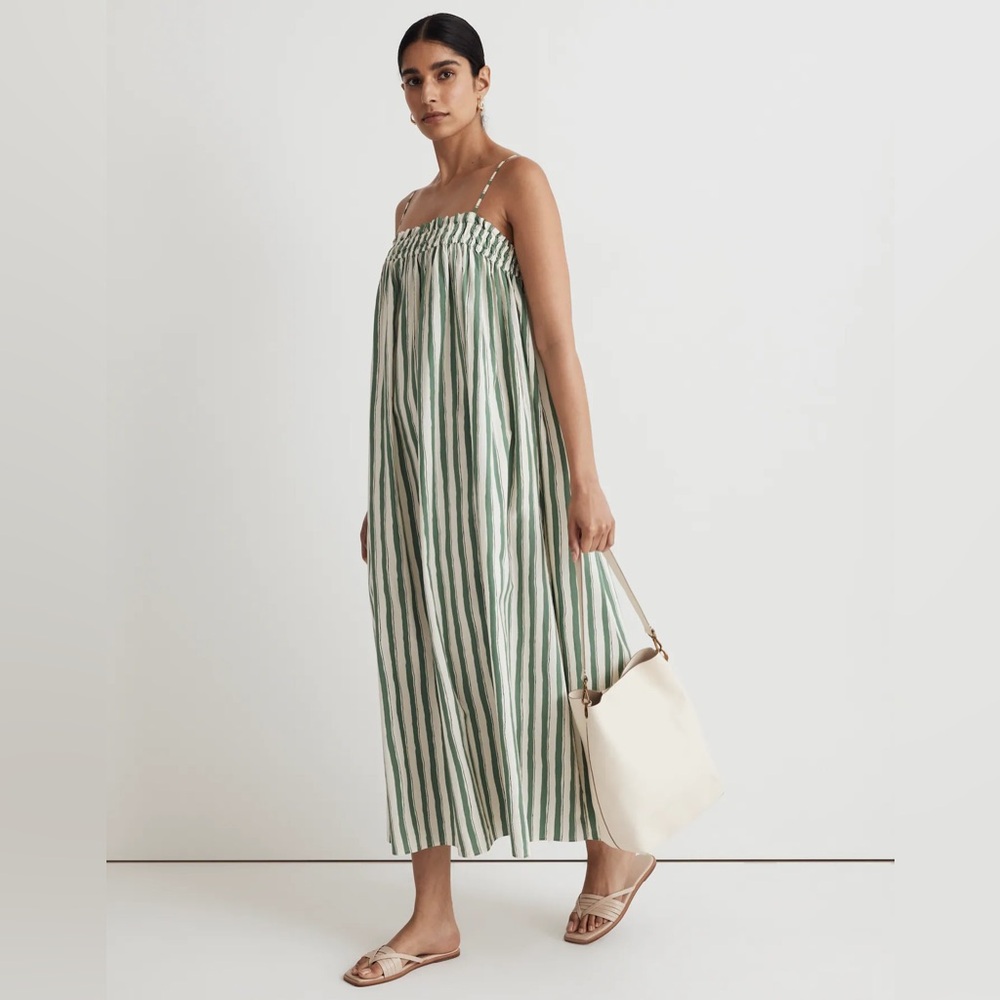 Madewell Poplin Ruffle Midi Dress Size M